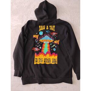 Y2K Riot Empire Hoodie Embroidered Graphic Print Psychedelic UFOs 2XL Pocket